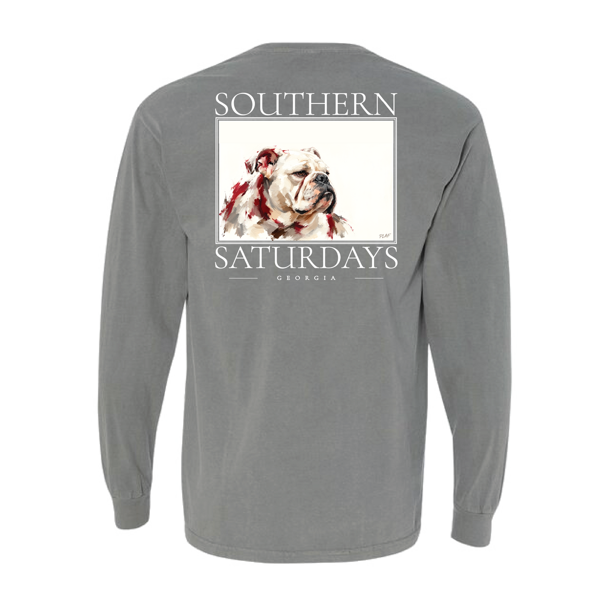 GA - Southern Saturdays Bulldog Long Sleeve Pocket Tee
