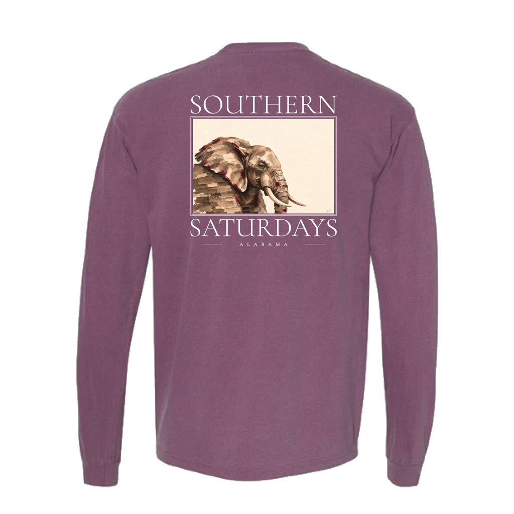 AL - Southern Saturdays Elephant Long Sleeve Pocket Tee