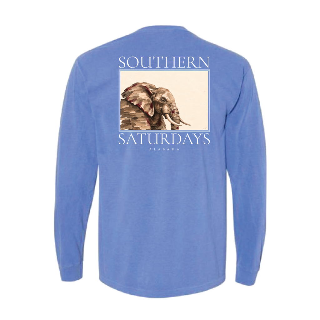 AL - Southern Saturdays Elephant Long Sleeve Pocket Tee