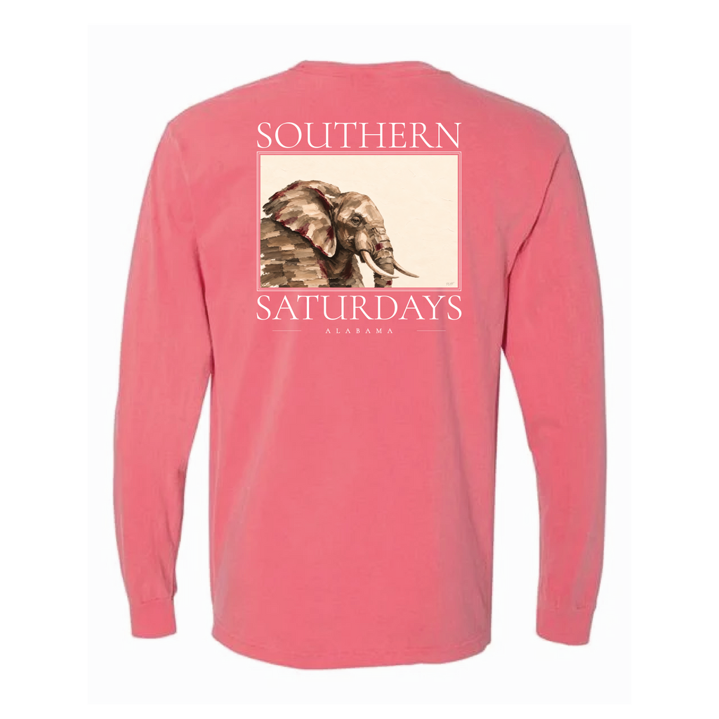 AL - Southern Saturdays Elephant Long Sleeve Pocket Tee