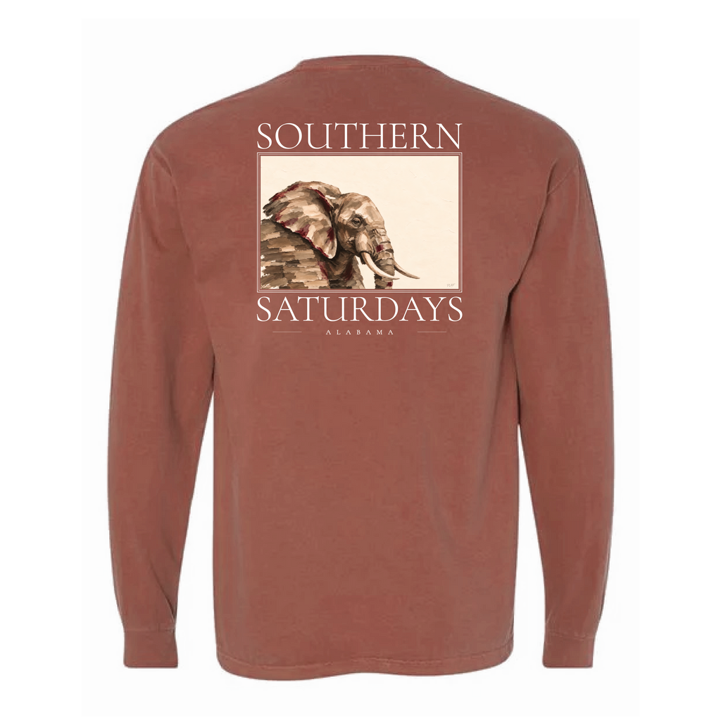 AL - Southern Saturdays Elephant Long Sleeve Pocket Tee