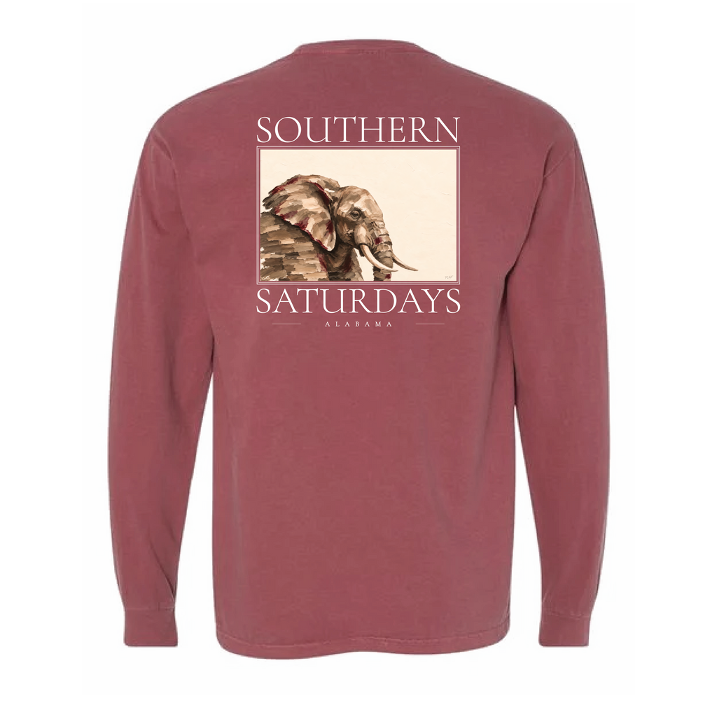 AL - Southern Saturdays Elephant Long Sleeve Pocket Tee