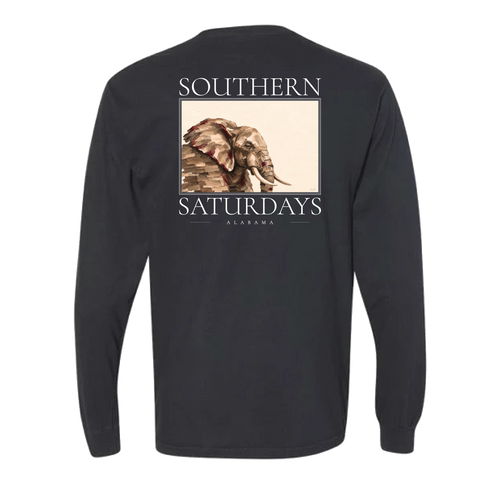 AL - Southern Saturdays Elephant Long Sleeve Pocket Tee